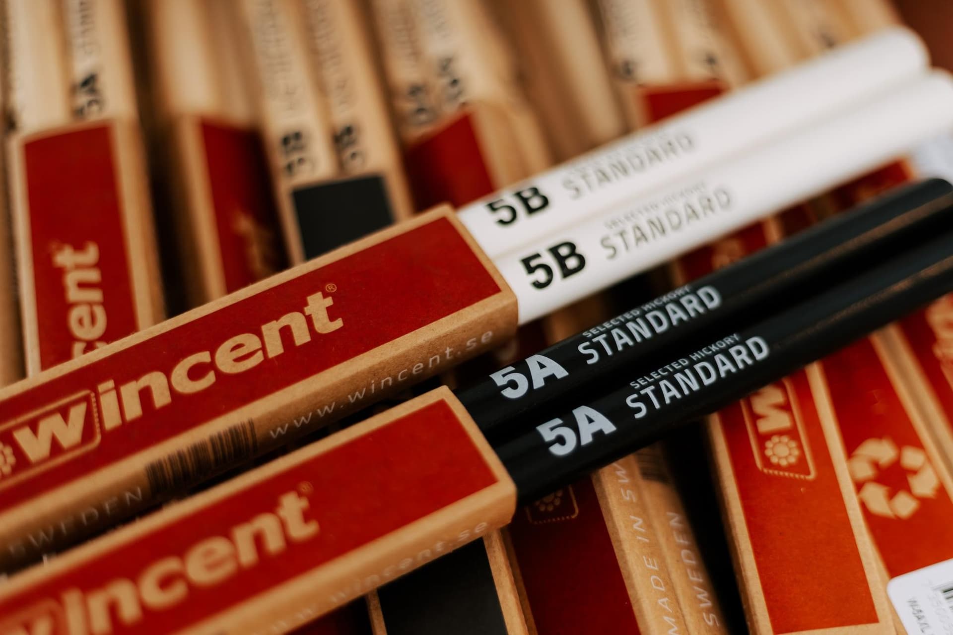Baquetas Wincent 5A e 5B empilhadas